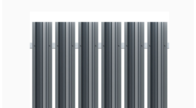 Штахетник Україна металевий круглий, прямий верх, 0,45мм, RAL 7024 (мат. графітовий), одностороннє фарбування